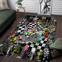 Silly Goose Team Racing Area Rug Colorful Street Graffiti Checkered Flag