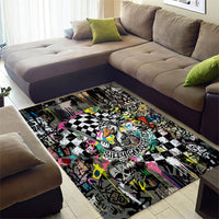 Silly Goose Team Racing Area Rug Colorful Street Graffiti Checkered Flag