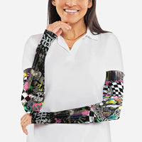Silly Goose Team Racing Arm Sleeves Colorful Street Graffiti Checkered Flag