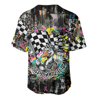 Silly Goose Team Racing Baseball Jersey Colorful Street Graffiti Checkered Flag