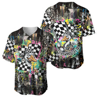 Silly Goose Team Racing Baseball Jersey Colorful Street Graffiti Checkered Flag