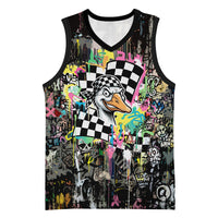 Silly Goose Team Racing Basketball Jersey Colorful Street Graffiti Checkered Flag