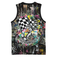 Silly Goose Team Racing Basketball Jersey Colorful Street Graffiti Checkered Flag