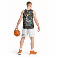 Silly Goose Team Racing Basketball Jersey Colorful Street Graffiti Checkered Flag