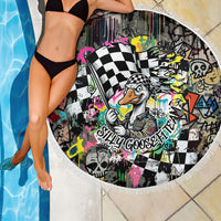 Silly Goose Team Racing Beach Blanket Colorful Street Graffiti Checkered Flag