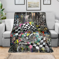 Silly Goose Team Racing Blanket Colorful Street Graffiti Checkered Flag