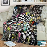 Silly Goose Team Racing Blanket Colorful Street Graffiti Checkered Flag