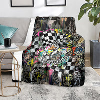 Silly Goose Team Racing Blanket Colorful Street Graffiti Checkered Flag