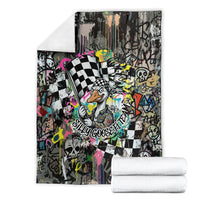Silly Goose Team Racing Blanket Colorful Street Graffiti Checkered Flag