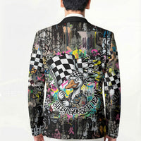 Silly Goose Team Racing Blazer Colorful Street Graffiti Checkered Flag