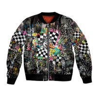 Silly Goose Team Racing Bomber Jacket Colorful Street Graffiti Checkered Flag