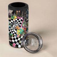 Silly Goose Team Racing 4 in 1 Can Cooler Tumbler Colorful Street Graffiti Checkered Flag