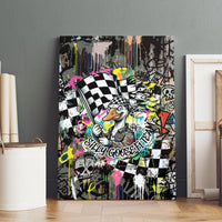 Silly Goose Team Racing Canvas Wall Art Colorful Street Graffiti Checkered Flag