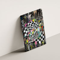 Silly Goose Team Racing Canvas Wall Art Colorful Street Graffiti Checkered Flag