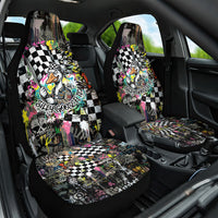 Silly Goose Team Racing Car Seat Cover Colorful Street Graffiti Checkered Flag