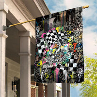 Silly Goose Team Racing Garden Flag Colorful Street Graffiti Checkered Flag