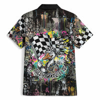 Silly Goose Team Racing Hawaiian Shirt Colorful Street Graffiti Checkered Flag