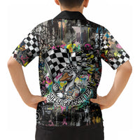 Silly Goose Team Racing Kid Hawaiian Shirt Colorful Street Graffiti Checkered Flag