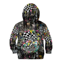 Silly Goose Team Racing Kid Hoodie Colorful Street Graffiti Checkered Flag