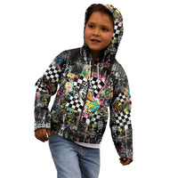 Silly Goose Team Racing Kid Hoodie Colorful Street Graffiti Checkered Flag