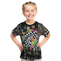 Silly Goose Team Racing Kid T Shirt Colorful Street Graffiti Checkered Flag