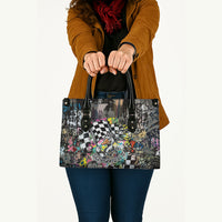 Silly Goose Team Racing Leather Bag Colorful Street Graffiti Checkered Flag
