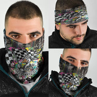 Silly Goose Team Racing Neck Gaiter Colorful Street Graffiti Checkered Flag
