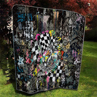 Silly Goose Team Racing Quilt Colorful Street Graffiti Checkered Flag