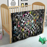 Silly Goose Team Racing Quilt Colorful Street Graffiti Checkered Flag