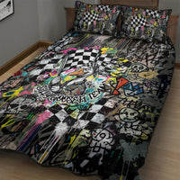 Silly Goose Team Racing Quilt Bed Set Colorful Street Graffiti Checkered Flag