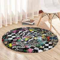 Silly Goose Team Racing Round Carpet Colorful Street Graffiti Checkered Flag