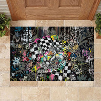 Silly Goose Team Racing Rubber Doormat Colorful Street Graffiti Checkered Flag