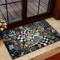 Silly Goose Team Racing Rubber Doormat Colorful Street Graffiti Checkered Flag