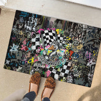 Silly Goose Team Racing Rubber Doormat Colorful Street Graffiti Checkered Flag