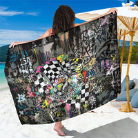 Silly Goose Team Racing Sarong Colorful Street Graffiti Checkered Flag