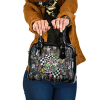 Silly Goose Team Racing Shoulder Handbag Colorful Street Graffiti Checkered Flag