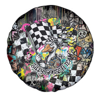Silly Goose Team Racing Spare Tire Cover Colorful Street Graffiti Checkered Flag