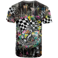 Silly Goose Team Racing T Shirt Colorful Street Graffiti Checkered Flag