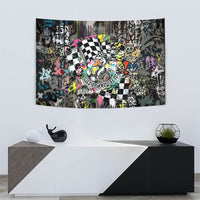 Silly Goose Team Racing Tapestry Colorful Street Graffiti Checkered Flag