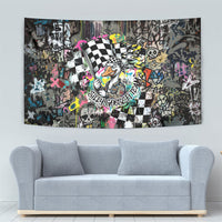 Silly Goose Team Racing Tapestry Colorful Street Graffiti Checkered Flag