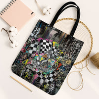 Silly Goose Team Racing Tote Bag Colorful Street Graffiti Checkered Flag