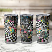 Silly Goose Team Racing Tumbler Cup Colorful Street Graffiti Checkered Flag