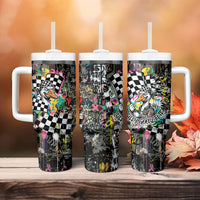 Silly Goose Team Racing Tumbler With Handle Colorful Street Graffiti Checkered Flag