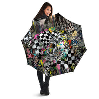 Silly Goose Team Racing Umbrella Colorful Street Graffiti Checkered Flag
