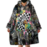 Silly Goose Team Racing Wearable Blanket Hoodie Colorful Street Graffiti Checkered Flag