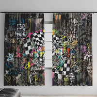 Silly Goose Team Racing Window Curtain Colorful Street Graffiti Checkered Flag