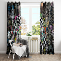 Silly Goose Team Racing Window Curtain Colorful Street Graffiti Checkered Flag