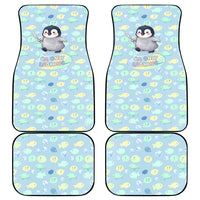 Sneaky Flipper Cute Penguin Holding Knife Car Mats Funny Chibi Penguin Graphic With Ice And Fish Pattern