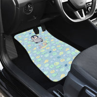 Sneaky Flipper Cute Penguin Holding Knife Car Mats Funny Chibi Penguin Graphic With Ice And Fish Pattern