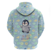 Sneaky Flipper Cute Penguin Holding Knife Hoodie Funny Chibi Penguin Graphic With Ice And Fish Pattern